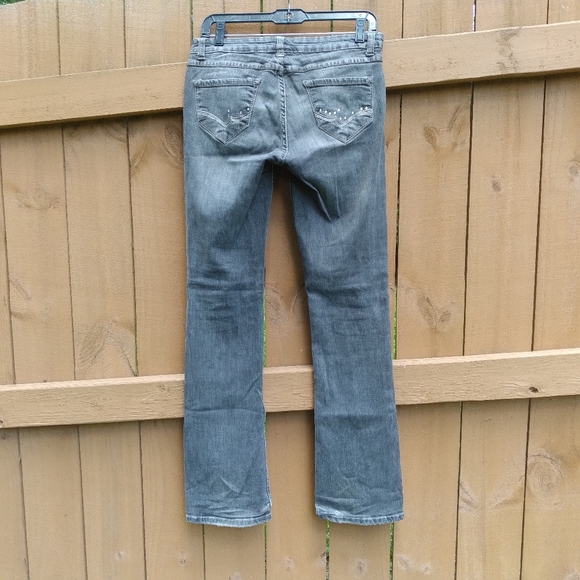 #330 Southpole Grey Faded Junior 5 Bootcut Low Rise Jeans - Picture 4 of 16